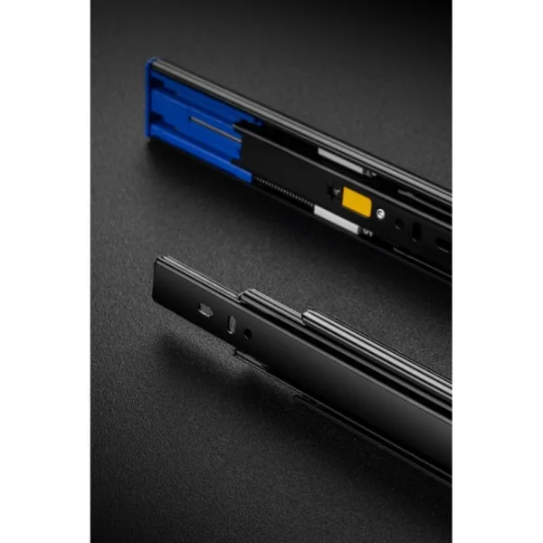 Ball bearing runners, L600mm, H45mm, full extension with soft close, black