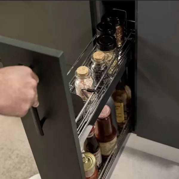 Pull-out No.15, for base unit, mounted on right, full extension with self-soft closing, 150mm, Classic, chrome