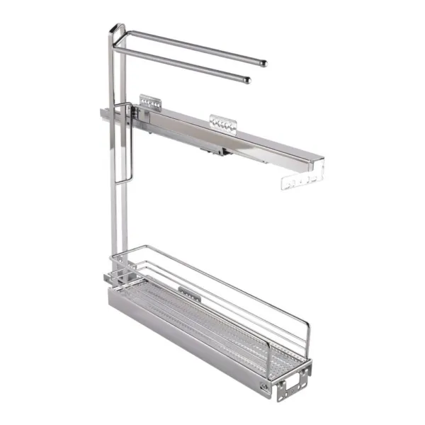 Pull-out No.15, with towel rails, for base unit, mounted on right, full extension with self-soft closing, 150mm, Classic, chrome
