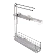 Krepšys CARGO šoninis No.15, su rankšluostine, dešinės pusės, P150mm, pilno ištraukimo su švelniu uždarymu/pritraukimu, Classic, chromas