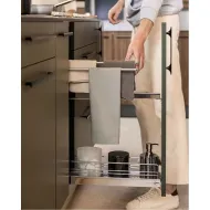 Krepšys CARGO šoninis No.15, su rankšluostine, dešinės pusės, P150mm, pilno ištraukimo su švelniu uždarymu/pritraukimu, Classic, chromas