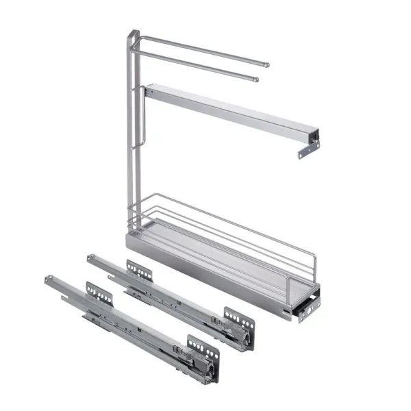 Pull-out No.15, with towel rails, for base unit, mounted on right, full extension with self-soft closing, 150mm, Classic, grey