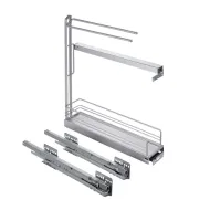 Pull-out No.15, with towel rails, for base unit, mounted on right, full extension with self-soft closing, 150mm, Classic, grey