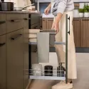 Pull-out No.15, with towel rails, for base unit, mounted on right, full extension with self-soft closing, 150mm, Classic, grey