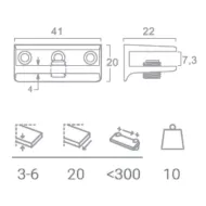 Glass shelf support, 5-6mm, chrome