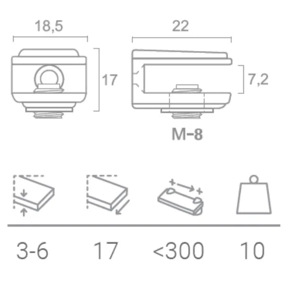Shelf support 5-6mm gold