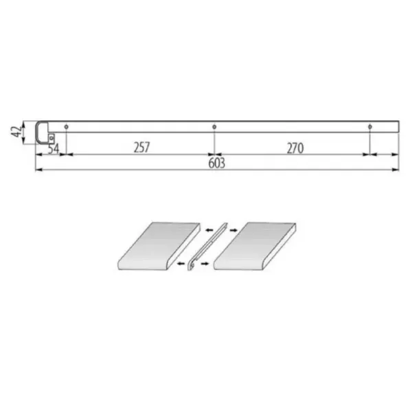 Profilis stalviršio EGGER H38mm, sujungimas juoda