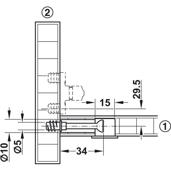 Connector housing, Ixconnect Minifix 15, for wood thickness from 18mm and above