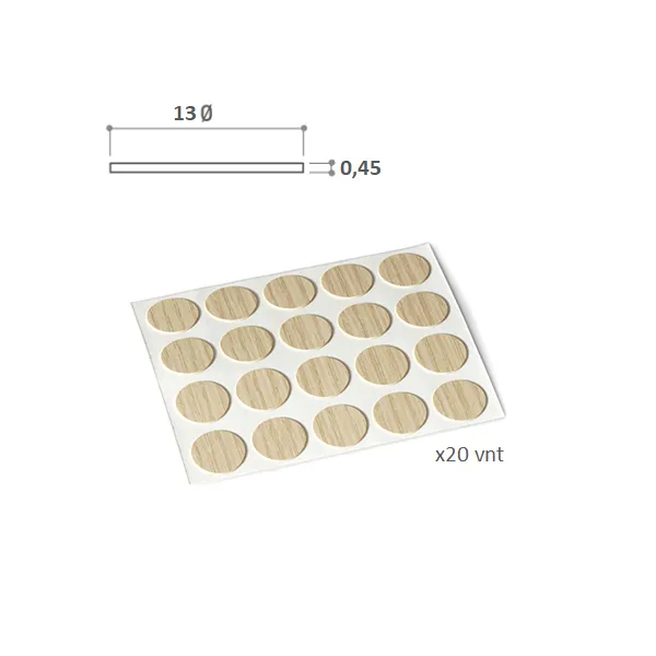 Adhesive hole cover Ø13mm gray fine structure (20 pcs/sheet)