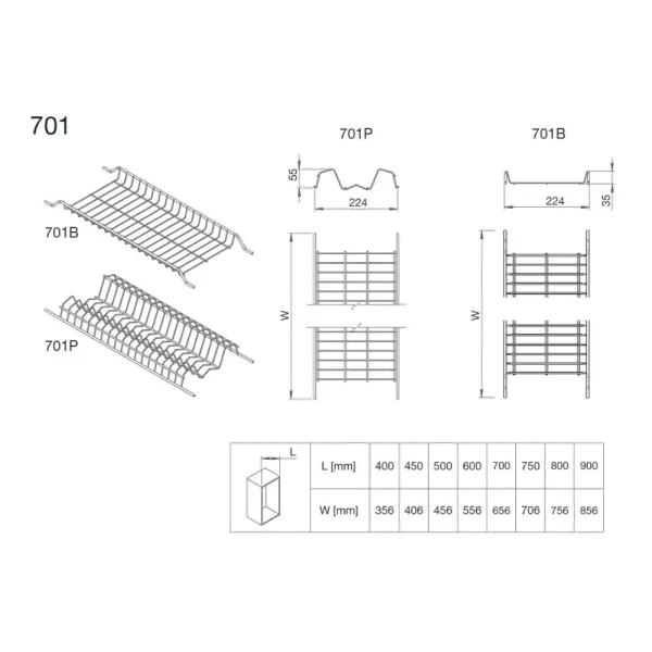 Dish rack 2-piece W450mm stainless steel