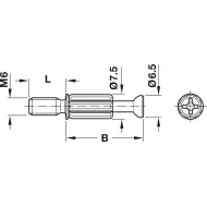 Connecting bolt, S200, reduced play, with M6 thread
