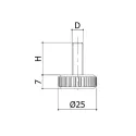 Atrama reguliuojama M10x25mm, Ø25mm, H32mm, SW5, juoda