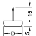 Atramėlė su vinute Ø15mm, H5mm, juoda