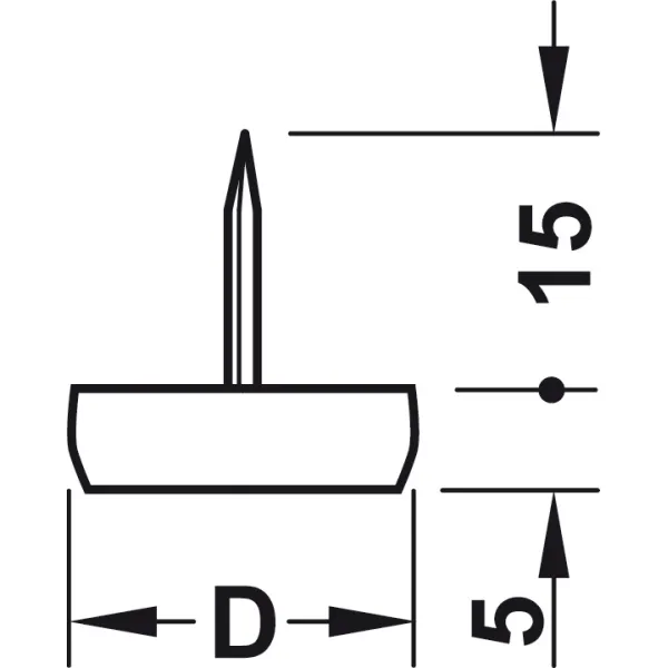 Atramėlė su vinute Ø15mm, H5mm, juoda