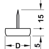 Atramėlė su vinute Ø15mm, H5mm, juoda
