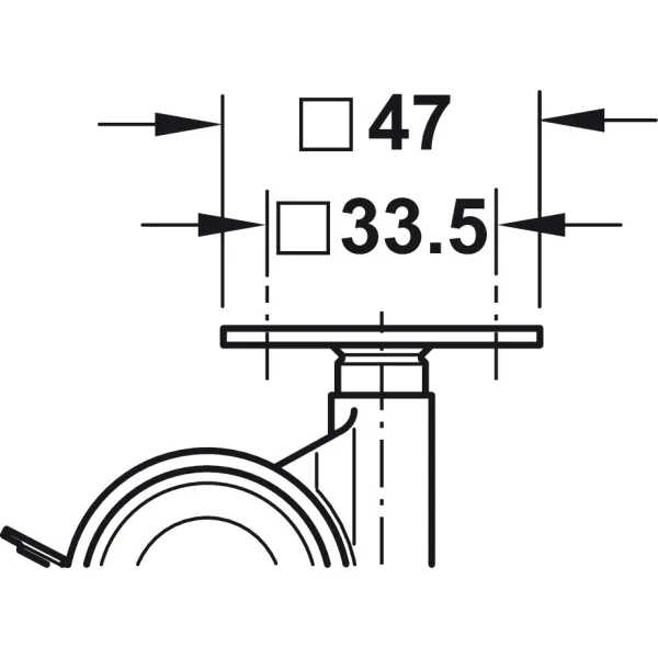Twin wheel castor, Load bearing capacity 35kg, steerable with brake