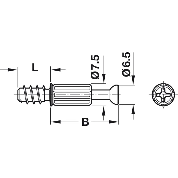 Connecting bolt, S200, reduced play, System Minifix®, for drill hole Ø5mm