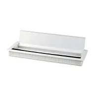 Cable grommet 300x120x28mm aluminum ABS with brush white