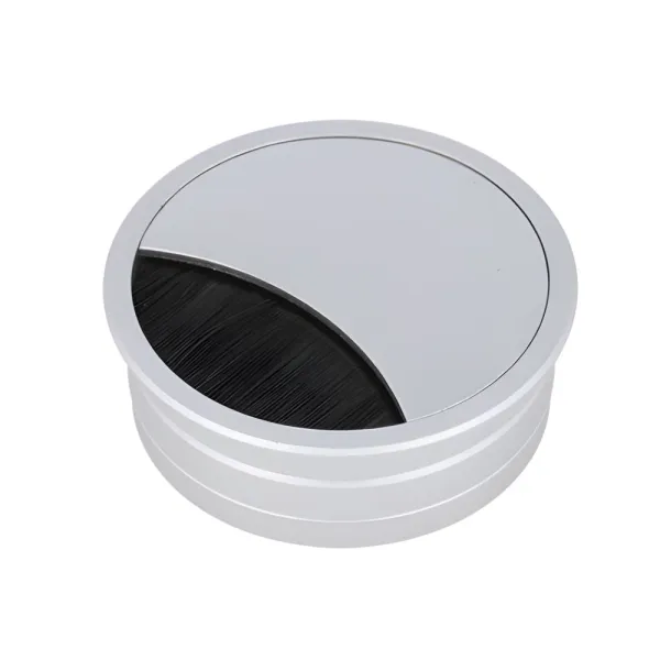 Cable grommet Ø60x22mm aluminum with brush aluminum