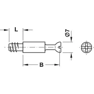 Connecting bolt, S100, standard, Minifix system, for Ø5mm drill hole