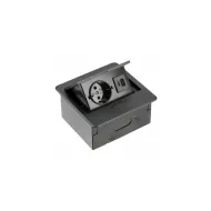 AVARO pull-out power socket, 1xSchuko, 2xUSB A, cable L1.5m, black