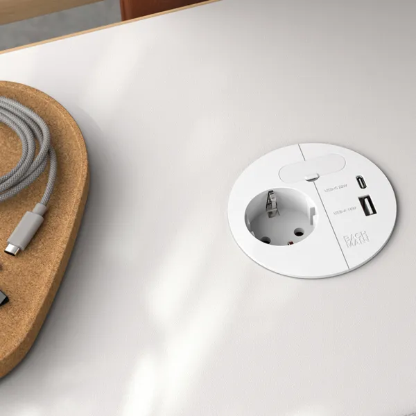 LOOP IN CHARGE socket outlet USB A/C angled plug, white