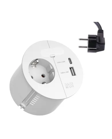 LOOP IN CHARGE socket outlet USB A/C angled plug, white