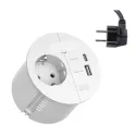 Rozečių blokas LOOP IN CHARGE 1xCEE7/3+1xUSB A/C 22W, 1 laidui, baltas, laidas L2000