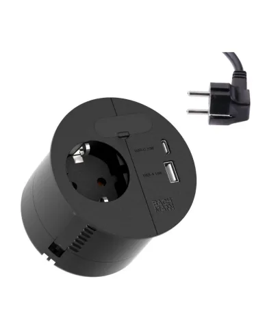 LOOP IN CHARGE socket outlet USB A/C angled plug, black
