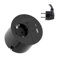 Rozečių blokas LOOP IN CHARGE 1xCEE7/3+1xUSB A/C 22W, 1 laidui, juodas, laidas L2000