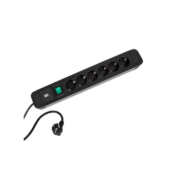 6-way power strip PRIMO 2, 6xCEE7/3, with switch, with supply cable L2000mm