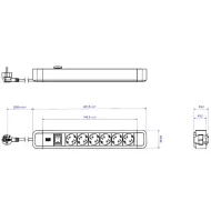 6-way power strip PRIMO 2, 6xCEE7/3, with switch, with supply cable L2000mm