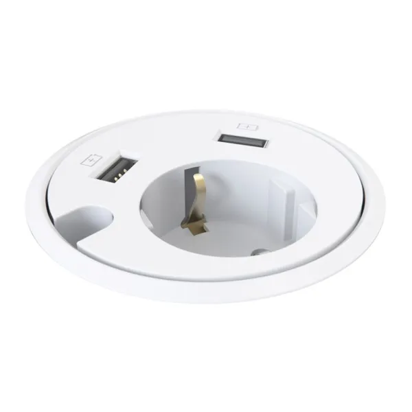 POWER DOT 1x220V, 2xUSB connections, 1 cable through, cable L1500mm, white