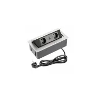 Power distributing unit SOFT 2xSchuko, double USB charger, aluminum, cable L1500mm