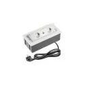 Rozečių blokas SOFT 2xschuko, dvigubas USB kroviklis, aliuminis, laidas L1500