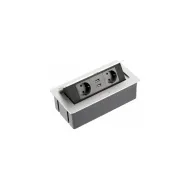 Power distributing unit SOFT 2xSchuko, double USB charger, aluminum, cable L1500mm