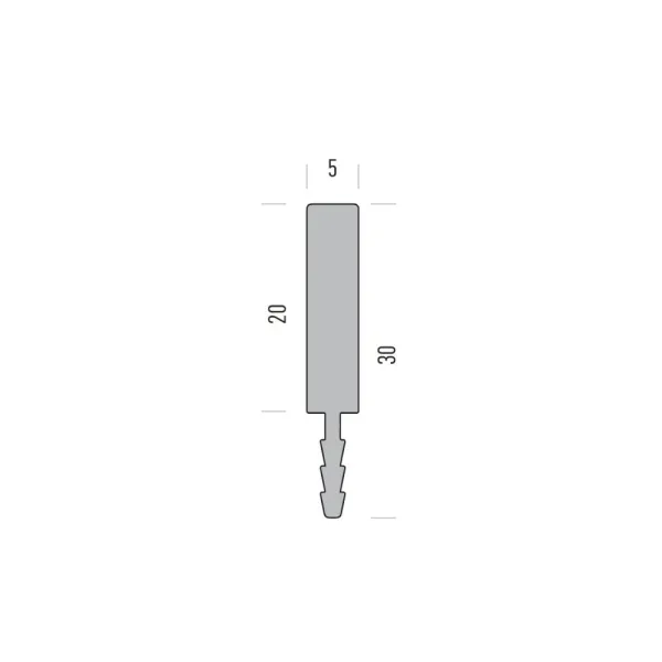 Aliuminium profile for shoe shelf 2351 5x20mm, L3000mm, grey