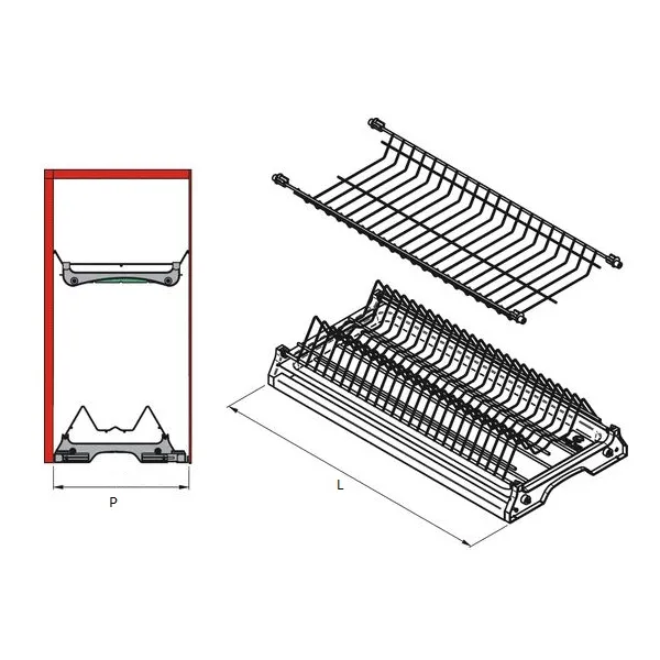 Dish rack with aluminum frame W900mm white
