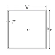 Profile aluminum 45x45x2mm L3500mm