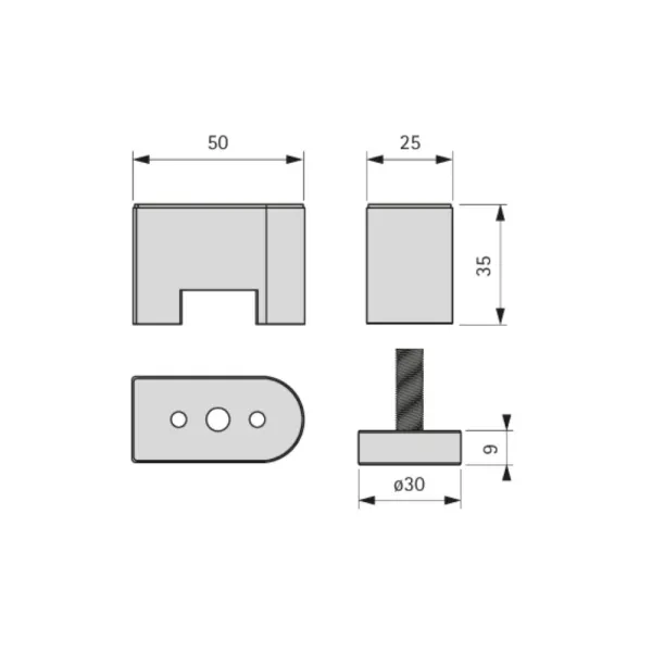Adjustable support for Stili Ellipse vertical profile A, black