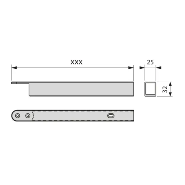 Tvirtinimas profilio prie sienos galinis L295mm, juoda PHOS