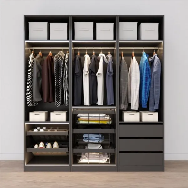 Metal drawer for shoes W600mm with soft closing, gray anthracite