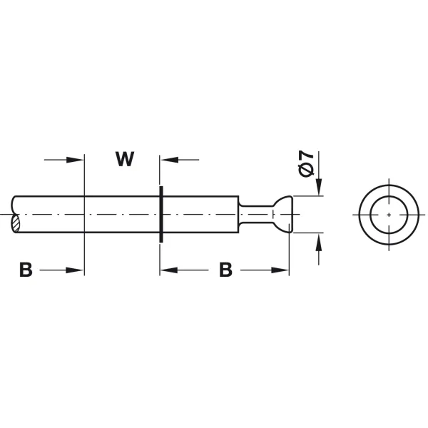 Double-ended bolts, Häfele Minifix® system, with snap ring, bolt hole Ø8mm