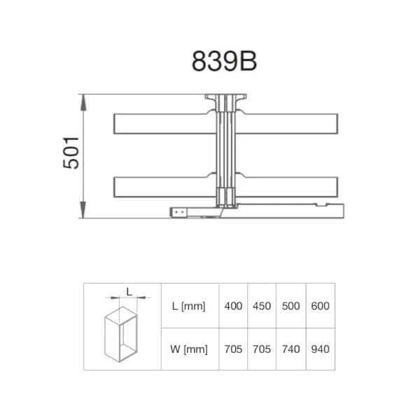 Reversible corner mechanism COMPACT W600mm IKONA, anthracite