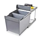 Pull-out wastebin, double, W500mm, quartz grey/light grey