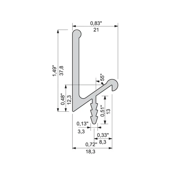 Aluminium handle, recessed, from profile P-A32