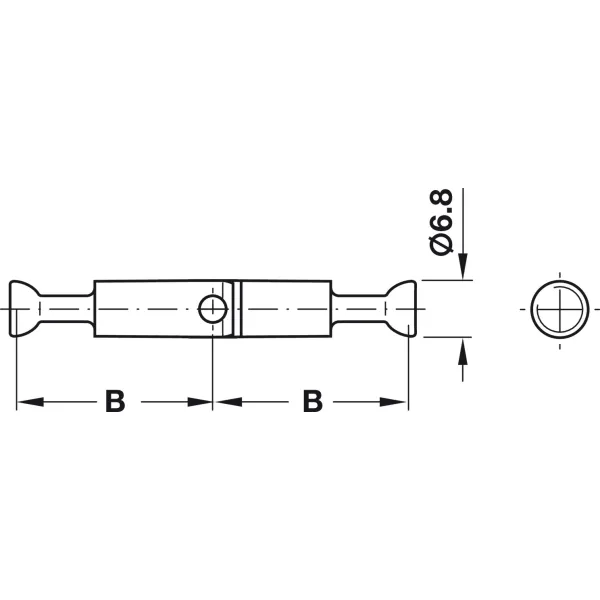 Mitre-joint connector, with joint, for twin mounting, double-ended bolt