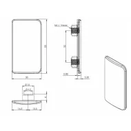 Front cover "Easy" for glass door fixing, 55x30mm, zamak, black