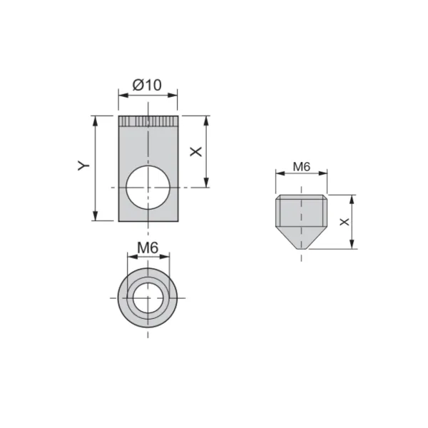 Jungtis M6 10x12,5mm,