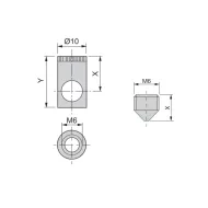 Nut M6 10x12.5mm
